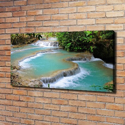 Fotocuadro en lienzo de alta calidad horizontal Cascada en el bosque