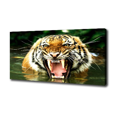 Fotocuadro en lienzo de alta calidad horizontal Tigre rugiente