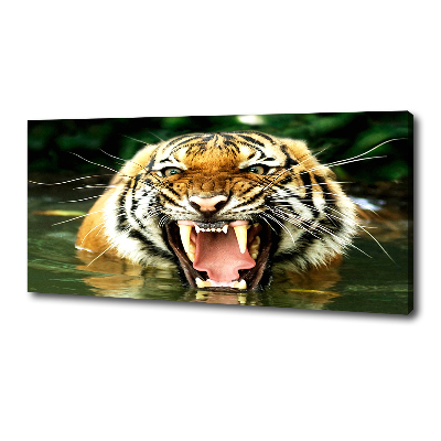 Fotocuadro en lienzo de alta calidad horizontal Tigre rugiente
