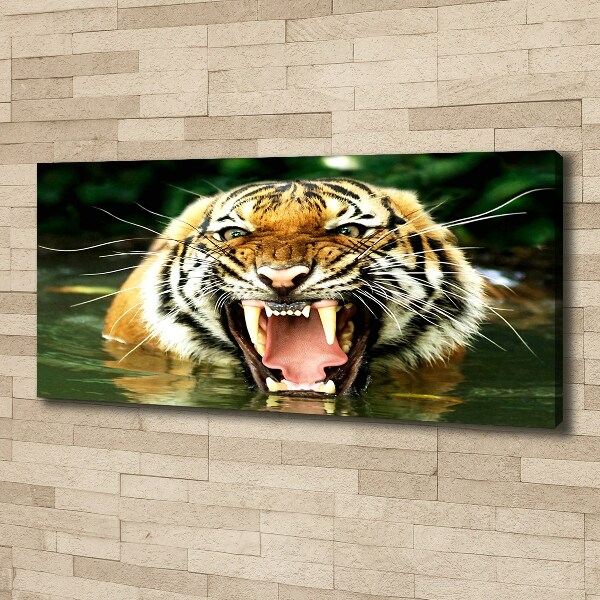 Fotocuadro en lienzo de alta calidad horizontal Tigre rugiente