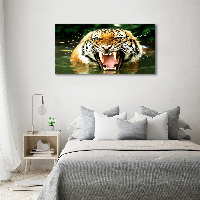 Fotocuadro en lienzo de alta calidad horizontal Tigre rugiente