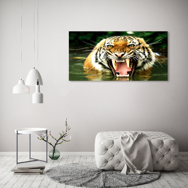 Fotocuadro en lienzo de alta calidad horizontal Tigre rugiente