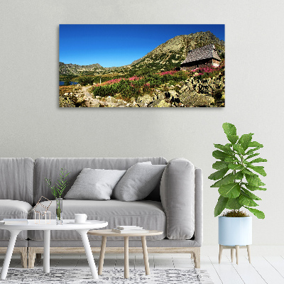 Cuadro canvas moderno de gran formato horizontal Cabaña de pastor en el valle