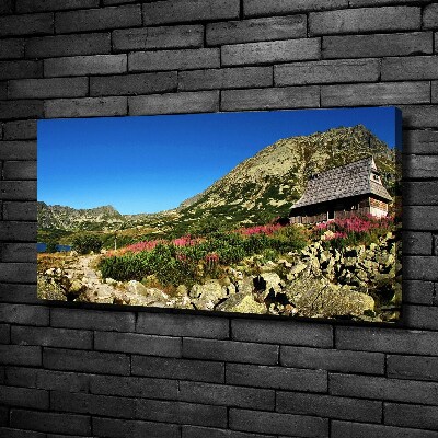 Cuadro canvas moderno de gran formato horizontal Cabaña de pastor en el valle