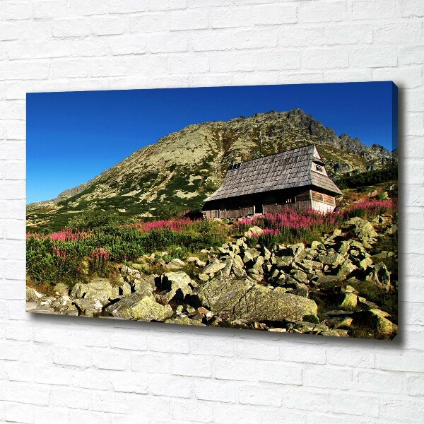 Cuadro canvas moderno de gran formato horizontal Cabaña de pastor en el valle