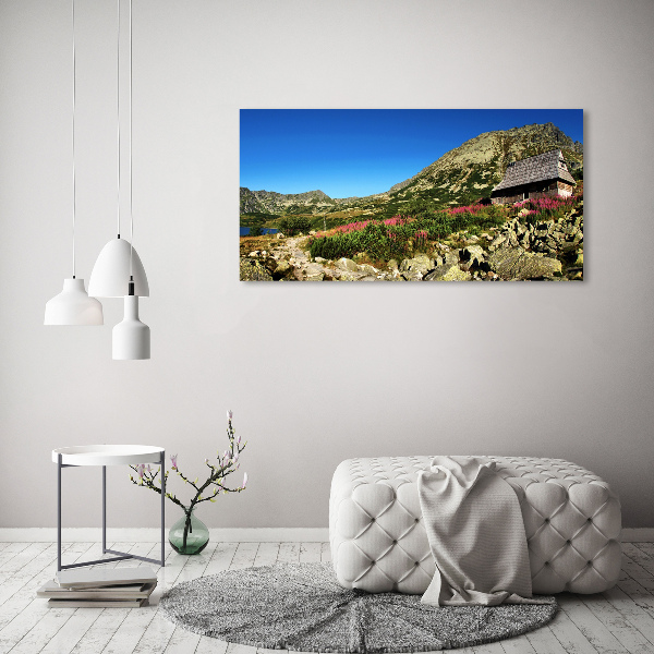 Cuadro canvas moderno de gran formato horizontal Cabaña de pastor en el valle