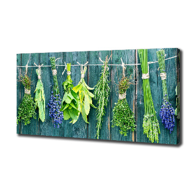 Cuadro canvas con impresión uv duradera horizontal Hierbas en una cuerda