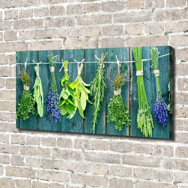 Cuadro canvas con impresión uv duradera horizontal Hierbas en una cuerda