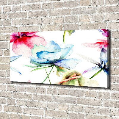 Cuadro canvas moderno de gran formato horizontal Amapolas