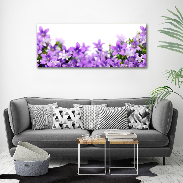 Cuadro canvas moderno de gran formato horizontal Campanas moradas
