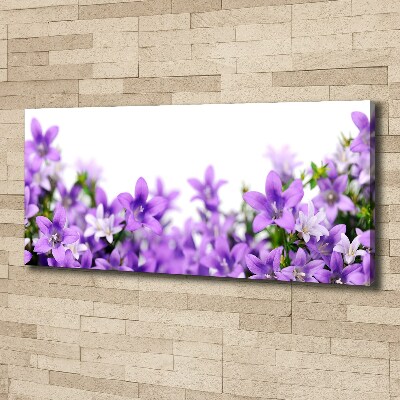 Cuadro canvas moderno de gran formato horizontal Campanas moradas