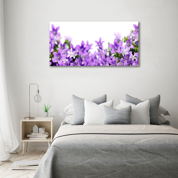 Cuadro canvas moderno de gran formato horizontal Campanas moradas