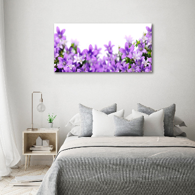 Cuadro canvas moderno de gran formato horizontal Campanas moradas