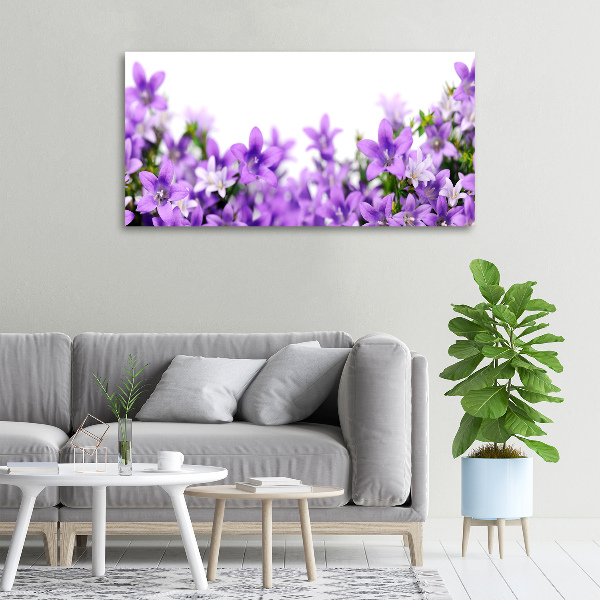 Cuadro canvas moderno de gran formato horizontal Campanas moradas
