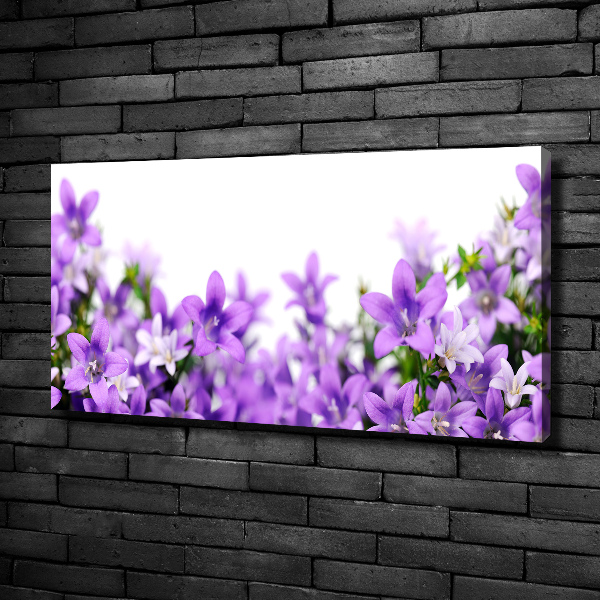 Cuadro canvas moderno de gran formato horizontal Campanas moradas