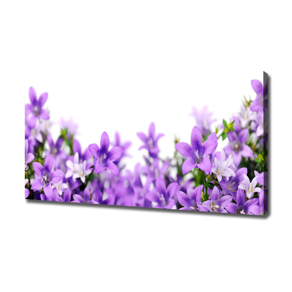 Cuadro canvas moderno de gran formato horizontal Campanas moradas
