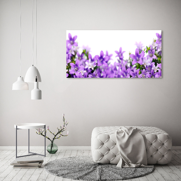 Cuadro canvas moderno de gran formato horizontal Campanas moradas