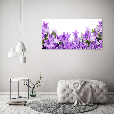 Cuadro canvas moderno de gran formato horizontal Campanas moradas