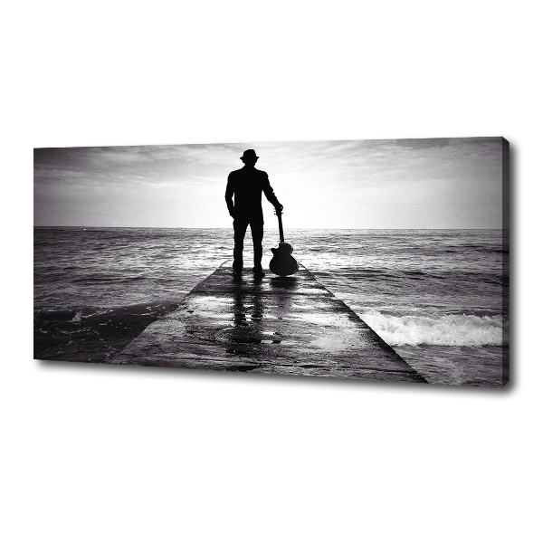 Cuadro canvas con impresión uv duradera horizontal Guitarrista en el muelle