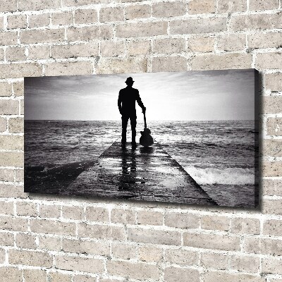 Cuadro canvas con impresión uv duradera horizontal Guitarrista en el muelle