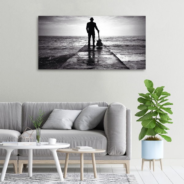 Cuadro canvas con impresión uv duradera horizontal Guitarrista en el muelle