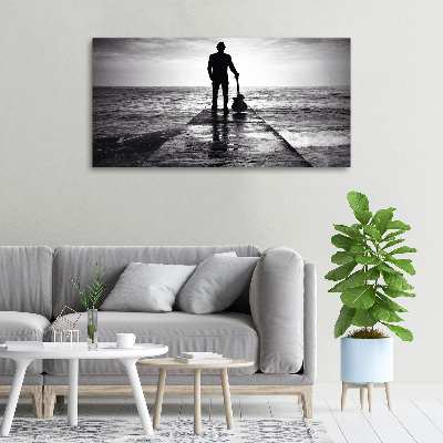 Cuadro canvas con impresión uv duradera horizontal Guitarrista en el muelle