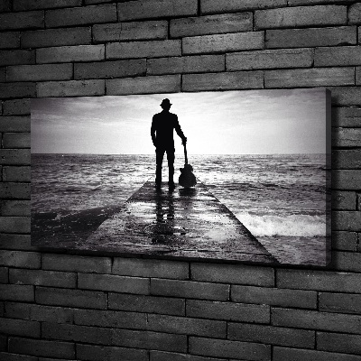 Cuadro canvas con impresión uv duradera horizontal Guitarrista en el muelle