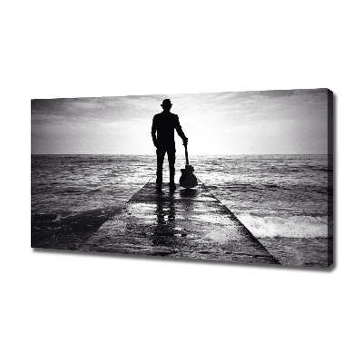 Cuadro canvas con impresión uv duradera horizontal Guitarrista en el muelle