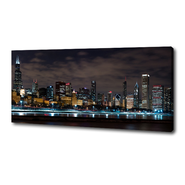 Fotocuadro en lienzo de alta calidad horizontal Chicago de noche