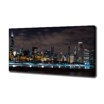 Fotocuadro en lienzo de alta calidad horizontal Chicago de noche