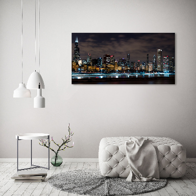 Fotocuadro en lienzo de alta calidad horizontal Chicago de noche