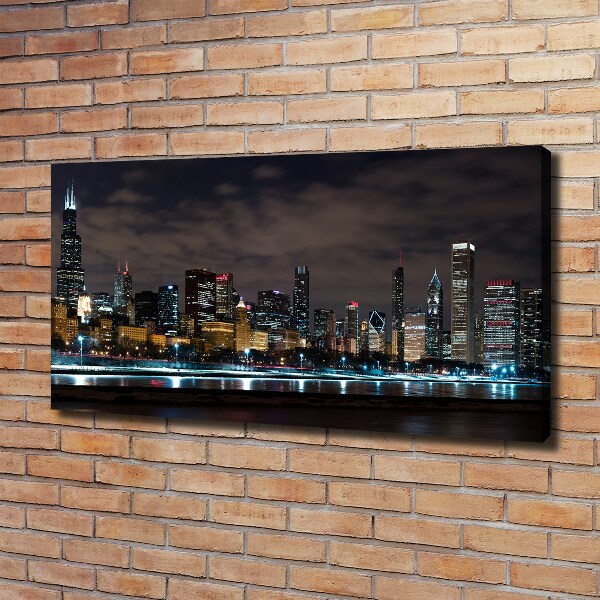 Fotocuadro en lienzo de alta calidad horizontal Chicago de noche