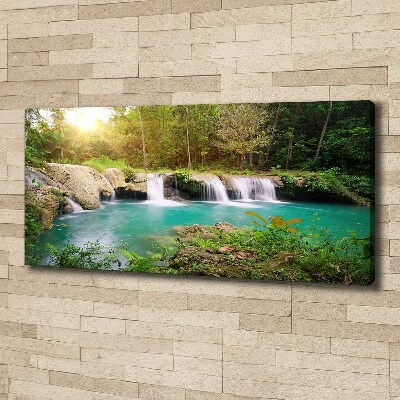 Cuadro canvas con impresión uv duradera horizontal Cascada en el bosque