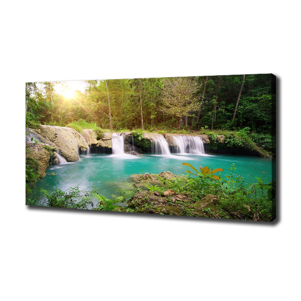 Cuadro canvas con impresión uv duradera horizontal Cascada en el bosque