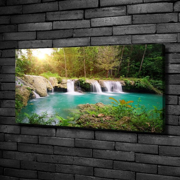 Cuadro canvas con impresión uv duradera horizontal Cascada en el bosque