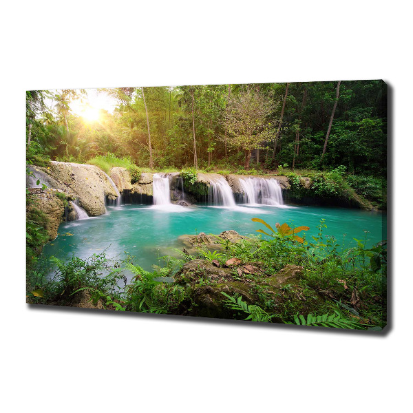 Cuadro canvas con impresión uv duradera horizontal Cascada en el bosque