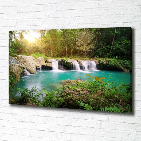 Cuadro canvas con impresión uv duradera horizontal Cascada en el bosque