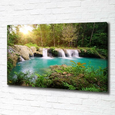 Cuadro canvas con impresión uv duradera horizontal Cascada en el bosque