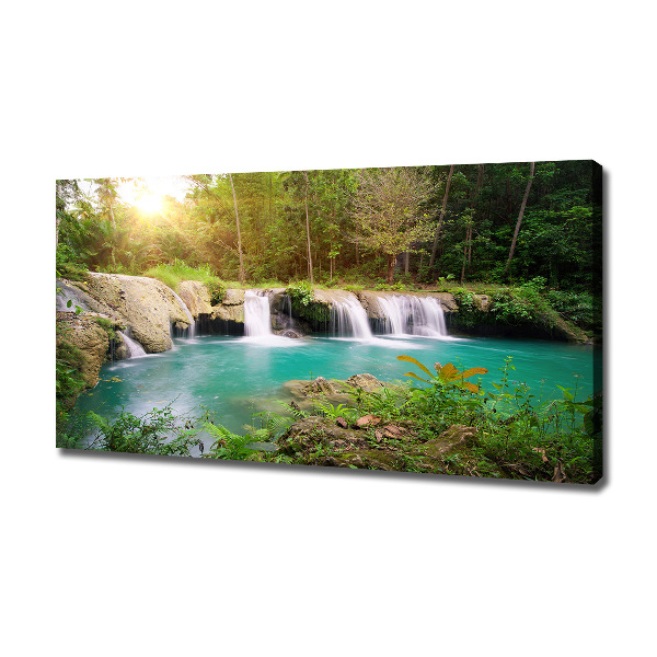 Cuadro canvas con impresión uv duradera horizontal Cascada en el bosque