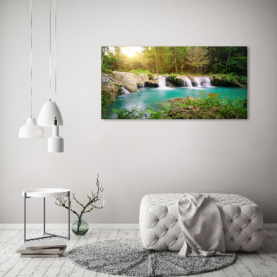Cuadro canvas con impresión uv duradera horizontal Cascada en el bosque