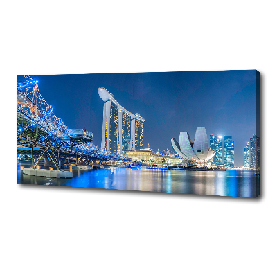 Cuadro canvas moderno de gran formato horizontal Singapur de noche