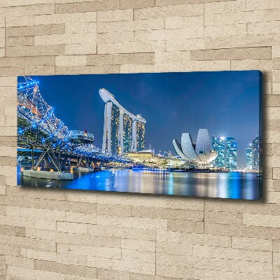 Cuadro canvas moderno de gran formato horizontal Singapur de noche