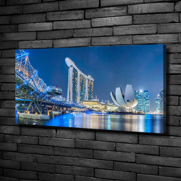 Cuadro canvas moderno de gran formato horizontal Singapur de noche