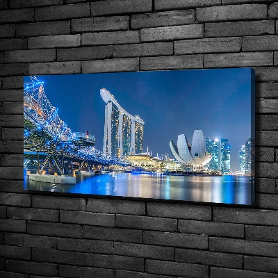 Cuadro canvas moderno de gran formato horizontal Singapur de noche