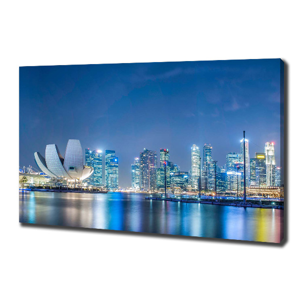 Cuadro canvas moderno de gran formato horizontal Singapur de noche
