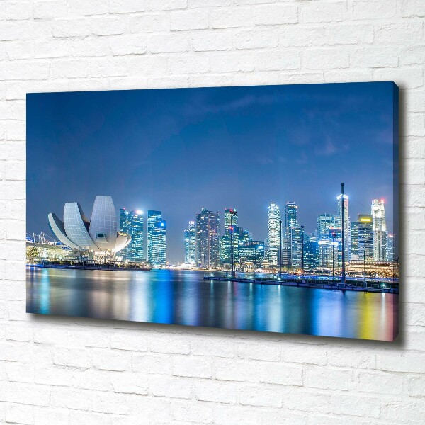 Cuadro canvas moderno de gran formato horizontal Singapur de noche