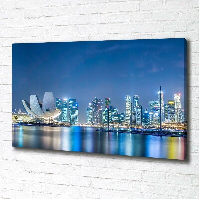 Cuadro canvas moderno de gran formato horizontal Singapur de noche