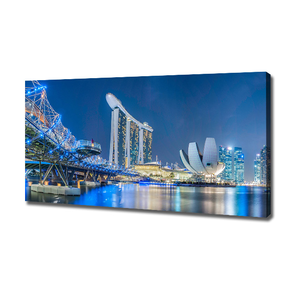 Cuadro canvas moderno de gran formato horizontal Singapur de noche