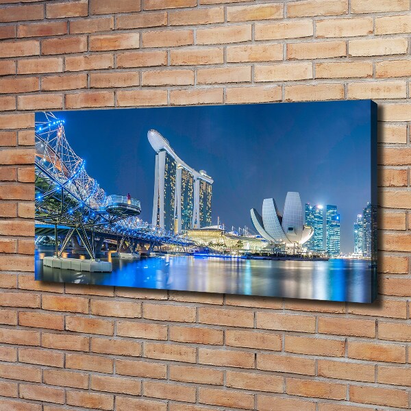 Cuadro canvas moderno de gran formato horizontal Singapur de noche