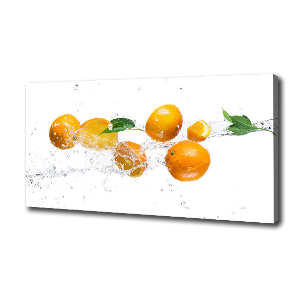Cuadro canvas moderno de gran formato horizontal Naranjas y agua
